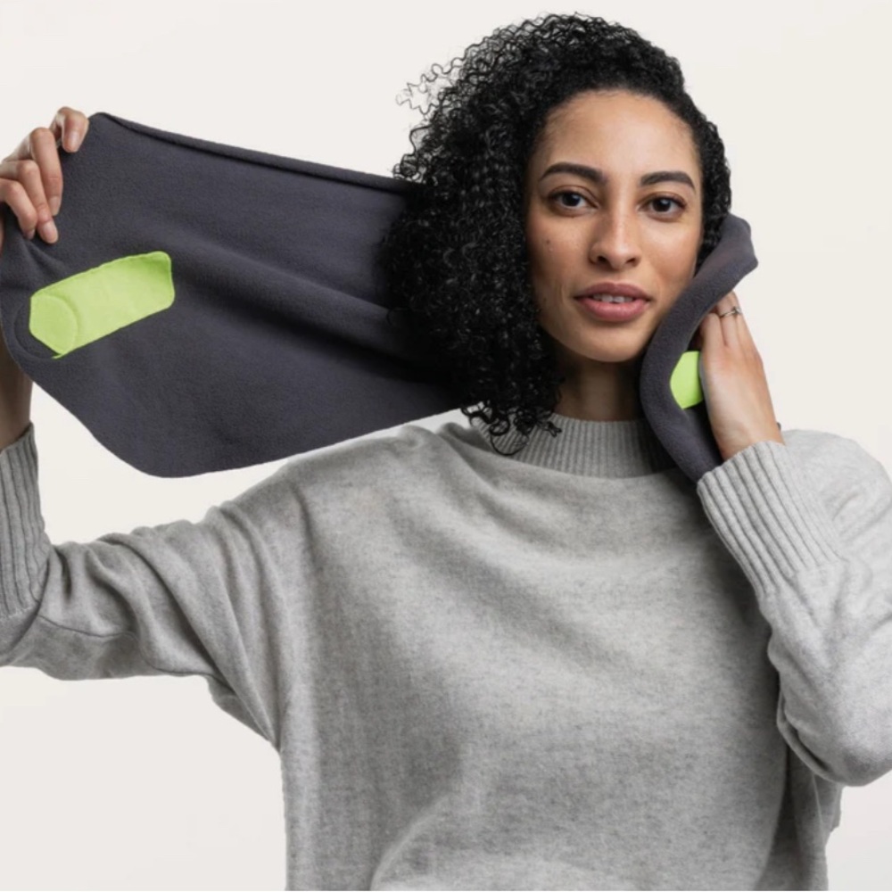 TRTL Gray and Lime Green Travel Pillow